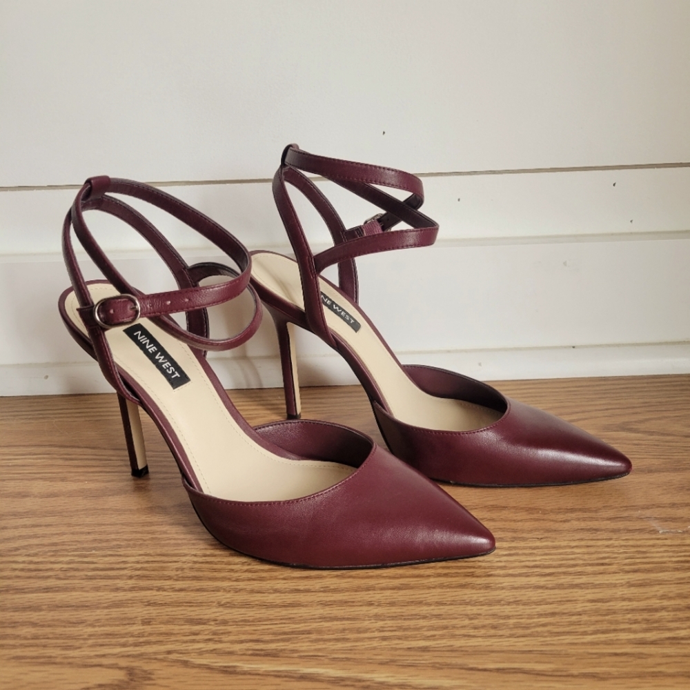 Nine West Byra Maroon Strappy Heels